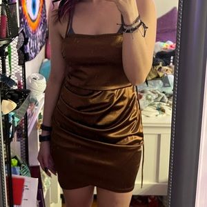 womens forever 21 bodycon bronze dress, size large